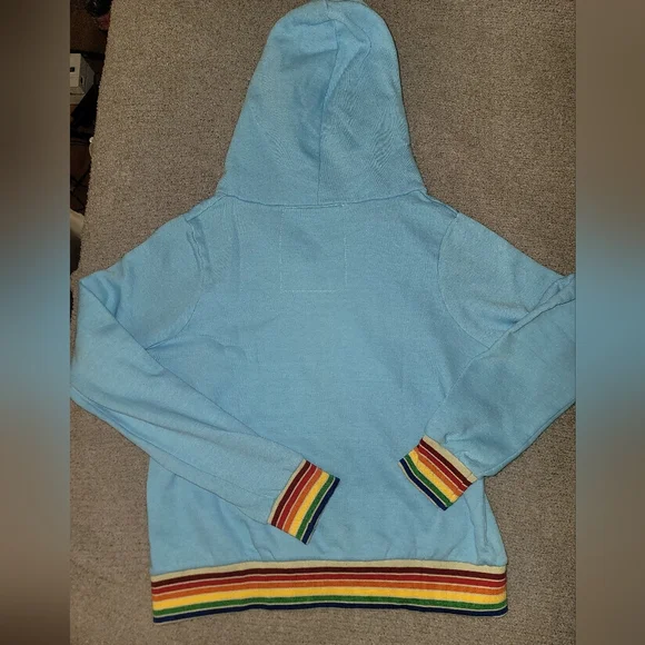 Like New Aviator Nation Blue Hoodie with Rainbow Zip Up - Picture 6 of 8